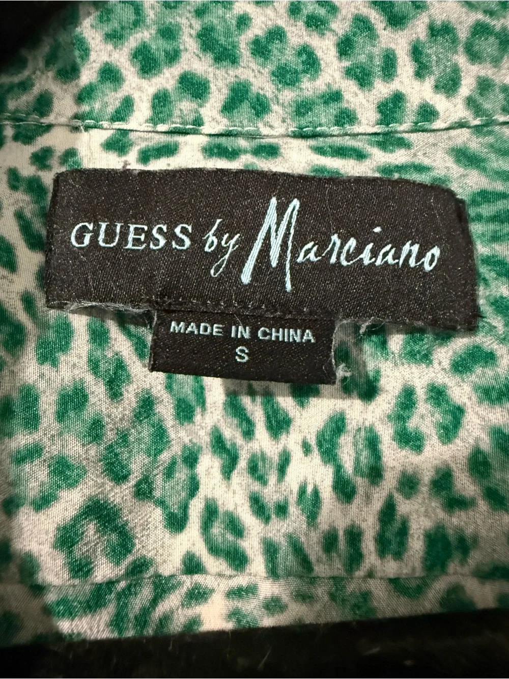 Guess by Marciano Green and White Leopard Print Top - Picture 3 of 3